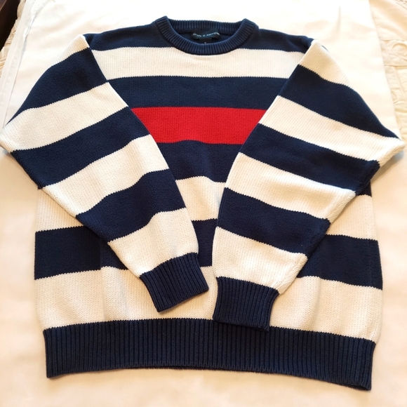 Croft & Barrow Sweater Pullover Long Sleeve Red/White/Navy Stripes Size M - Picture 2 of 9
